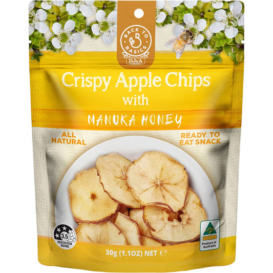 DJ&A Crispy Apple Chips with Manuka Honey 30g (Pack of 10) Payless 4 Organics