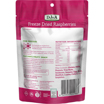 DJ&A Freeze Dried Raspberries 20g (Pack of 10) Payless 4 Organics