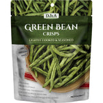A 10 pack of 30g DJ&A Green Bean Crisps bags against a white background.