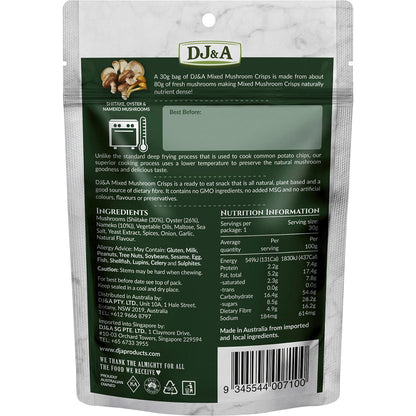 DJ&A Mixed Mushroom Crisps 30g (Pack of 12) Payless 4 Organics