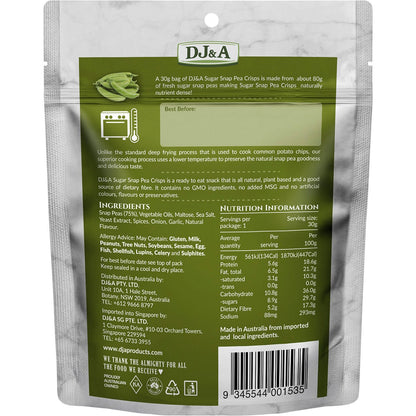 DJ&A Sugar Snap Pea Crisps 30g (Pack of 10) Payless 4 Organics