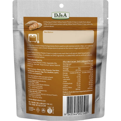 DJ&A Yellow Sweet Potato Crisps 55g (Pack of 10) Payless 4 Organics