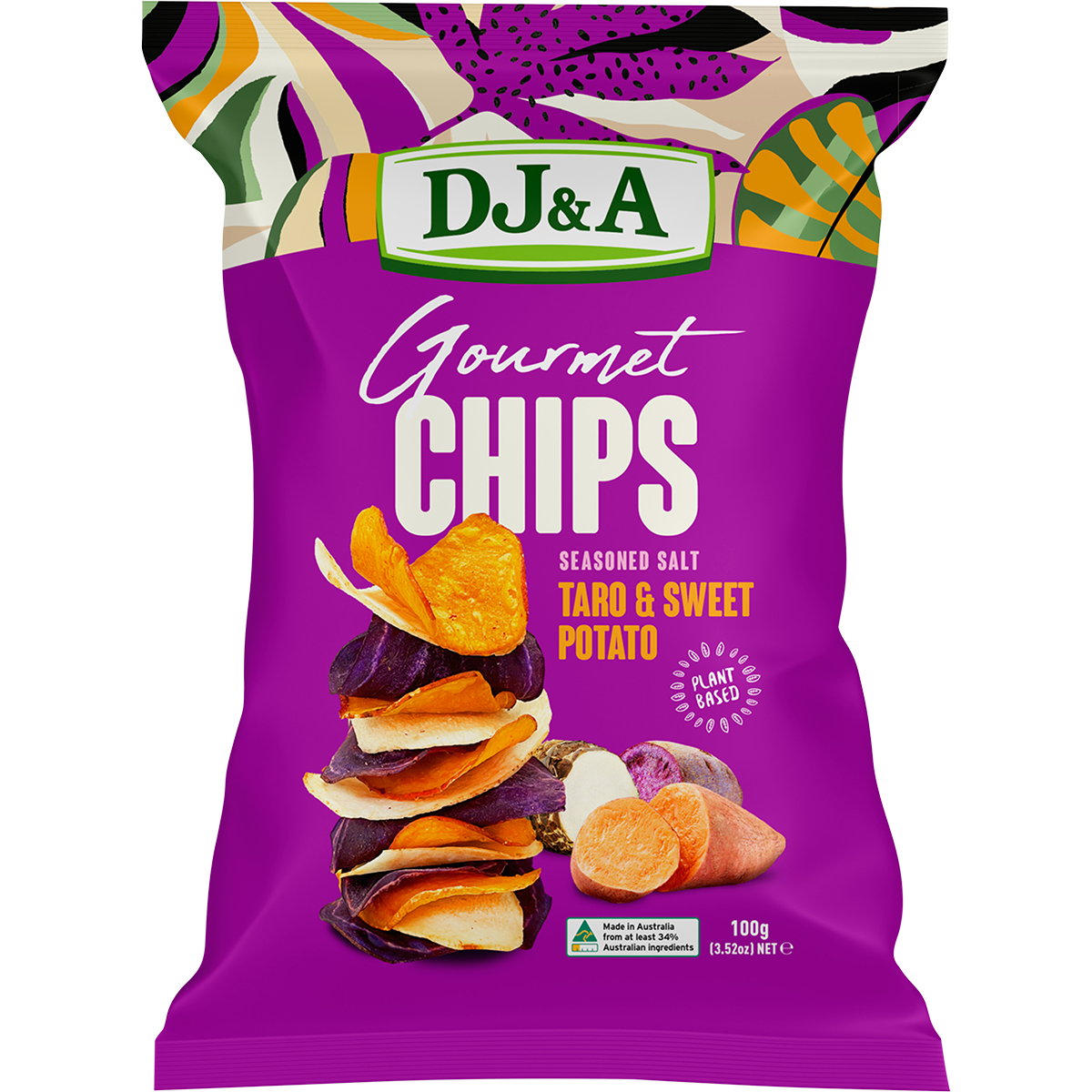 DJ&A Gourmet Chips Taro & Sweet Potato Seasoned Salt 5x100g
