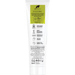 Back of Dr Organic Tea Tree Toothpaste tube with ingredients, usage directions, and organic certification.