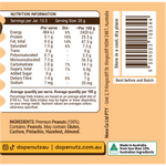 Nutritional information panel for Dope Nutz Natural Peanut Butter, showing serving size and values on a white background.