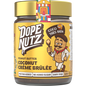 325g jar of Dope Nutz Peanut Butter Coconut Creme Brulee with a white label and gold accents on a white background.
