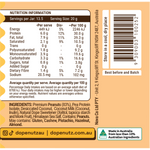 Nutritional information panel for Dope Nutz Coconut Creme Brulee peanut butter showing ingredients and health facts.