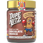 325g jar of Dope Nutz Peanut Butter Choc Crunch with rich cocoa, roasted peanuts, and added protein.