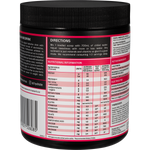Right-side view of a 270g Dr. Hydrate Raspberry hydration drink jar showing nutritional facts and ingredients.