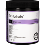 Dr. Hydrate Grape 270g jar of HASTA certified all-in-one hydration drink with electrolytes and vitamins.