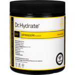 270g tub of Dr. Hydrate Pineapple hydration drink with HASTA certification and electrolyte blend.