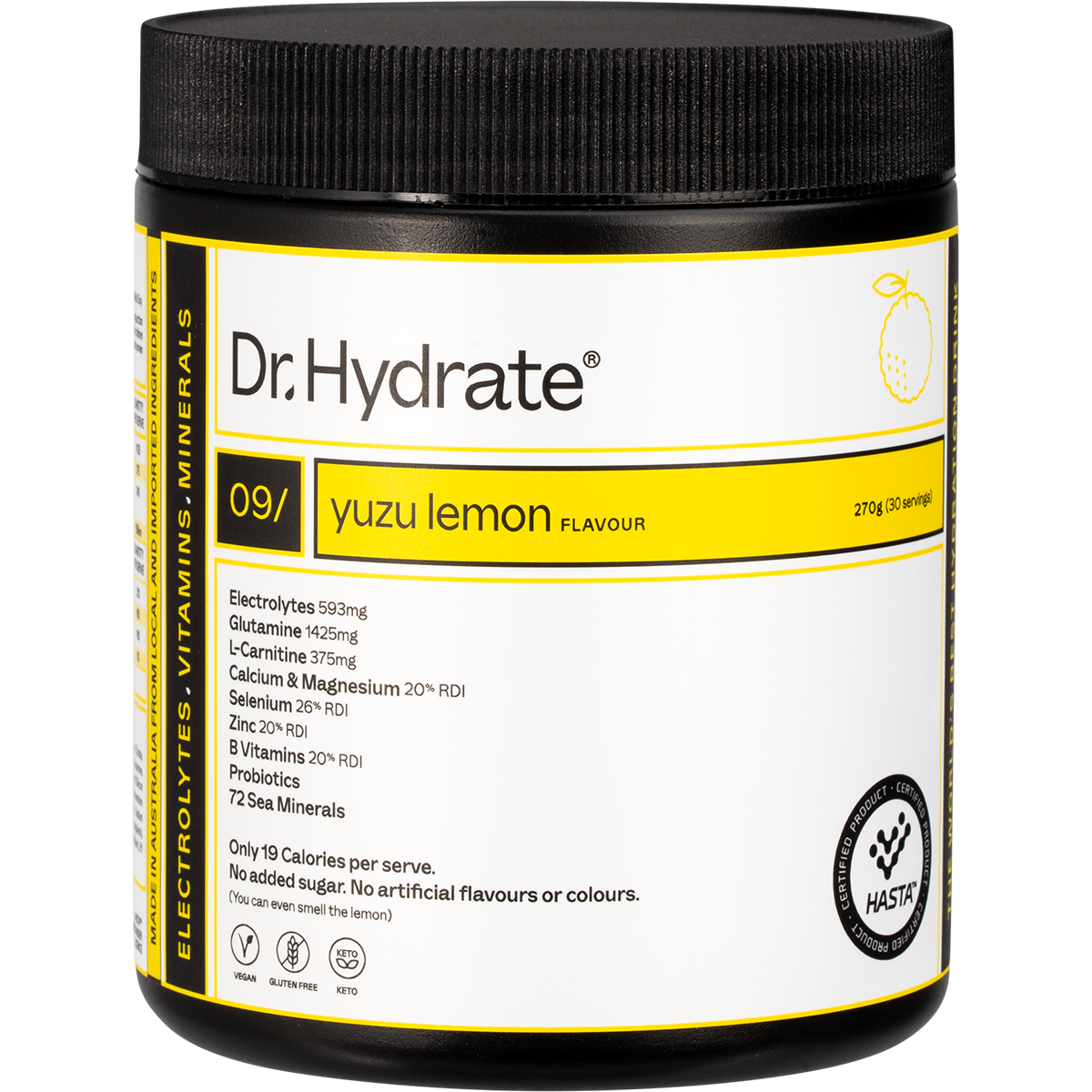 Dr Hydrate All-In-One Hydration Drink Hasta Cert Yuzu Lemon 270g