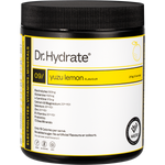 Dr Hydrate All-In-One Hydration 270g tub in Yuzu Lemon flavor with HASTA certification on a white background.