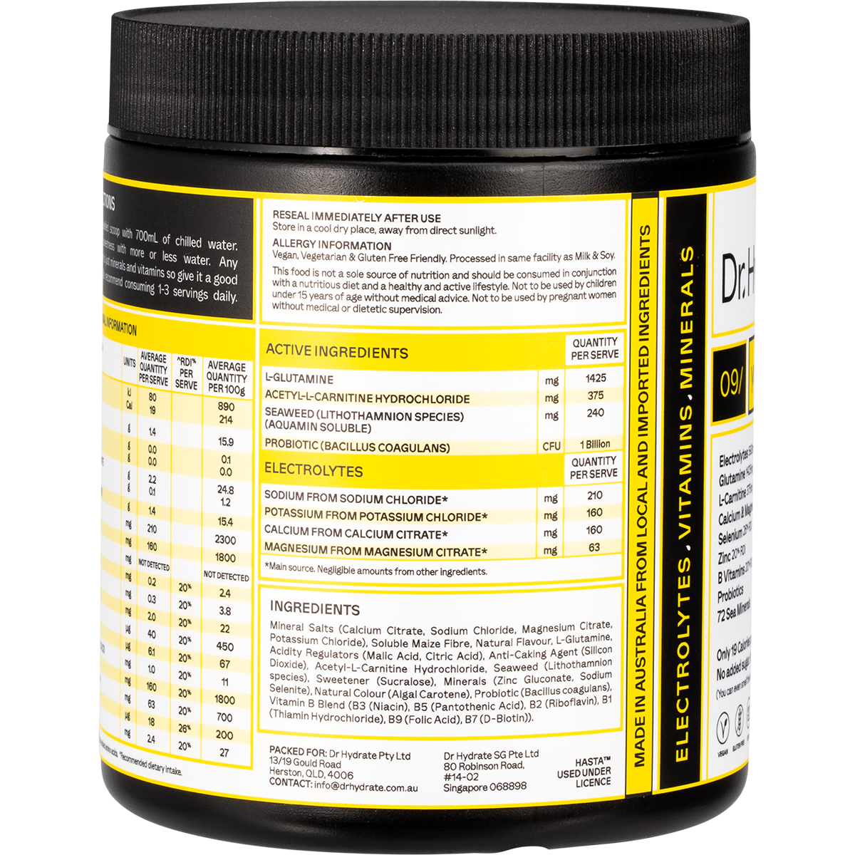 Dr Hydrate All-In-One Hydration Drink Hasta Cert Yuzu Lemon 270g