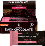 Dr Superfoods Dark Chocolate Bar Calm & Restful 12x85g pack with a single bar and reishi mushroom illustration.