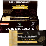 12-pack box and single 85g bar of Dr Superfoods Mental Clarity 70% Dark Chocolate infused with Lion's Mane mushroom.