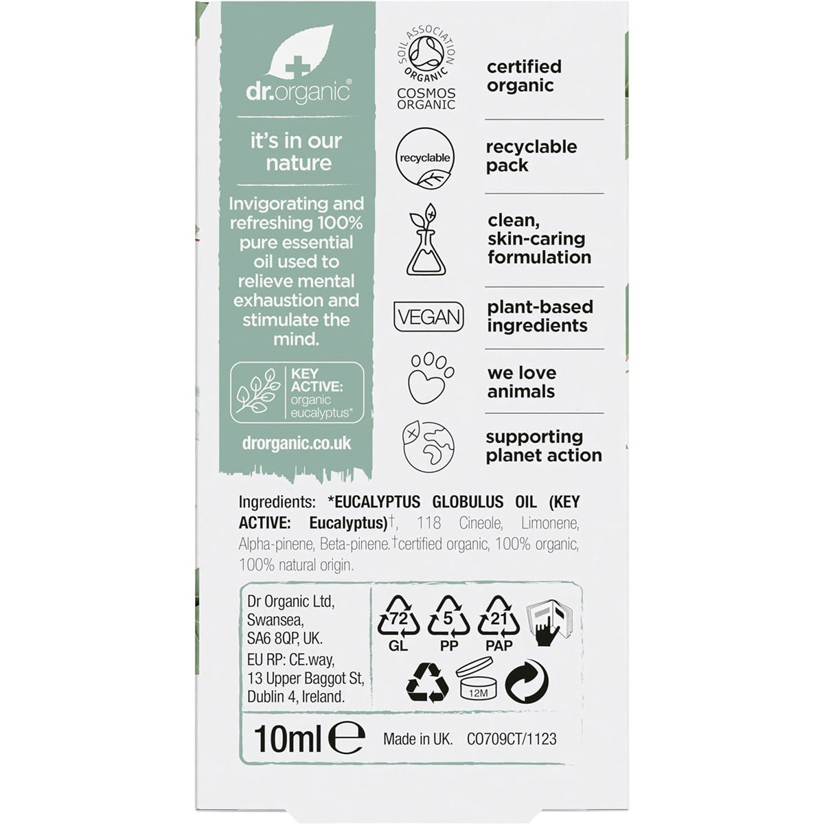 Dr Organic Eucalyptus Oil 100% Pure 10ml Payless 4 Organics