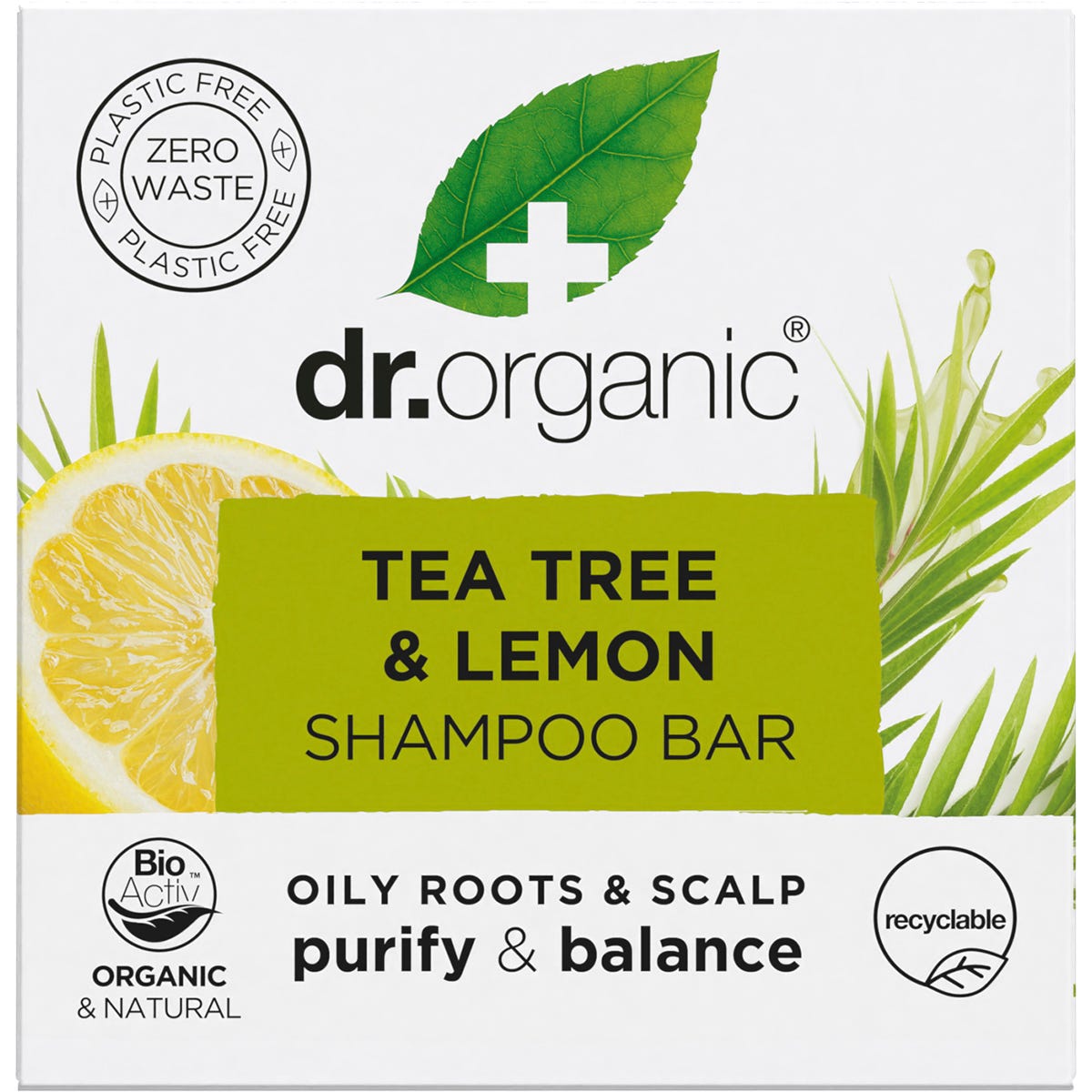 Dr Organic Shampoo Bar Tea Tree & Lemon Oily Roots & Scalp 75g Payless 4 Organics