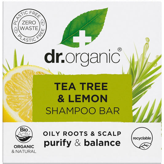 Dr Organic Shampoo Bar Tea Tree & Lemon Oily Roots & Scalp 75g Payless 4 Organics