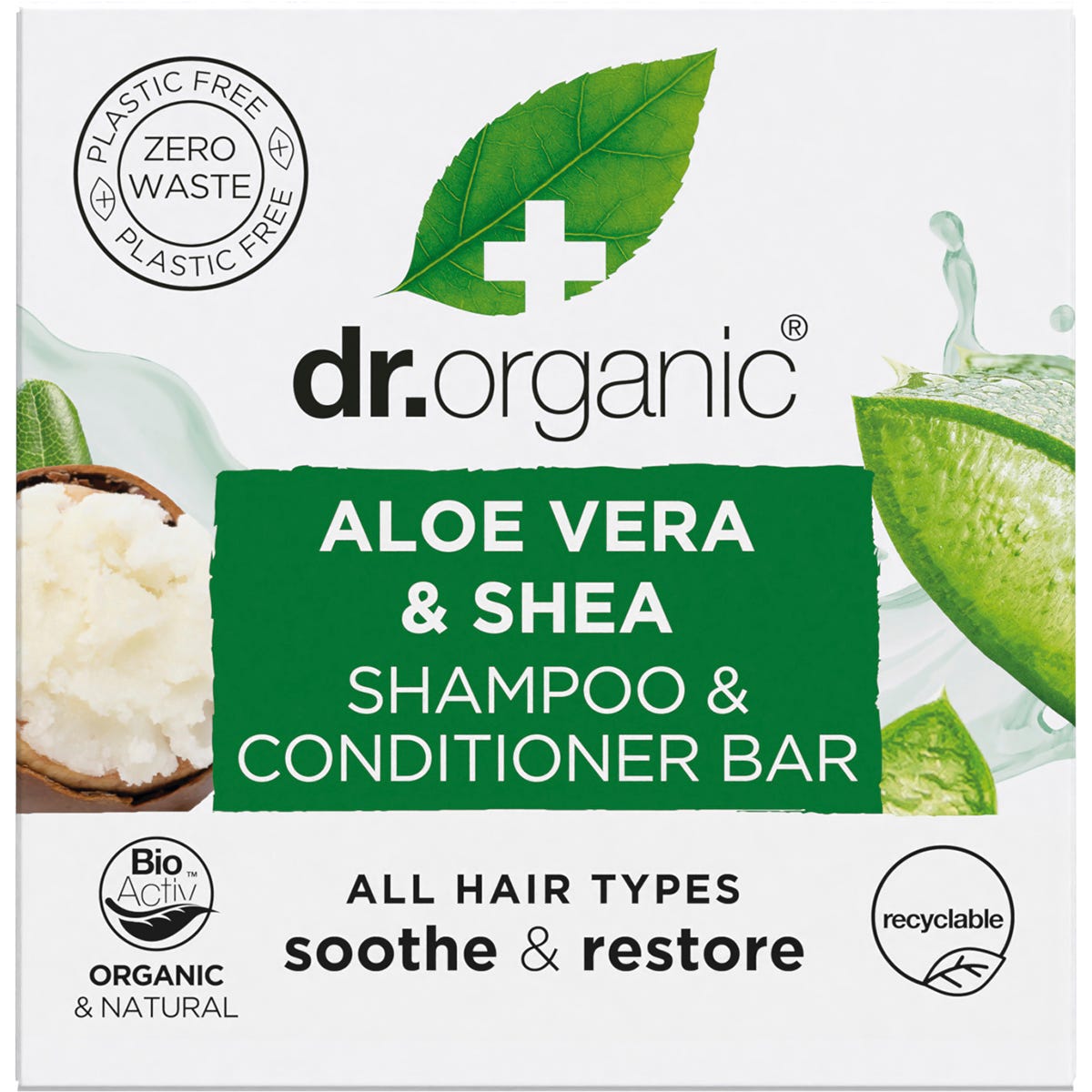 Dr Organic Shampoo & Conditioner Bar Aloe Vera & Shea All Hair 75g Payless 4 Organics
