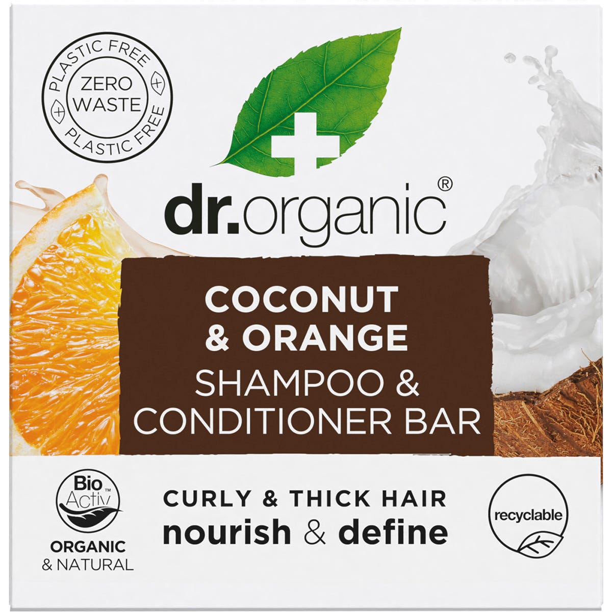 Dr Organic Shampoo & Conditioner Bar Coconut Orange Curly & Thick 75g Payless 4 Organics