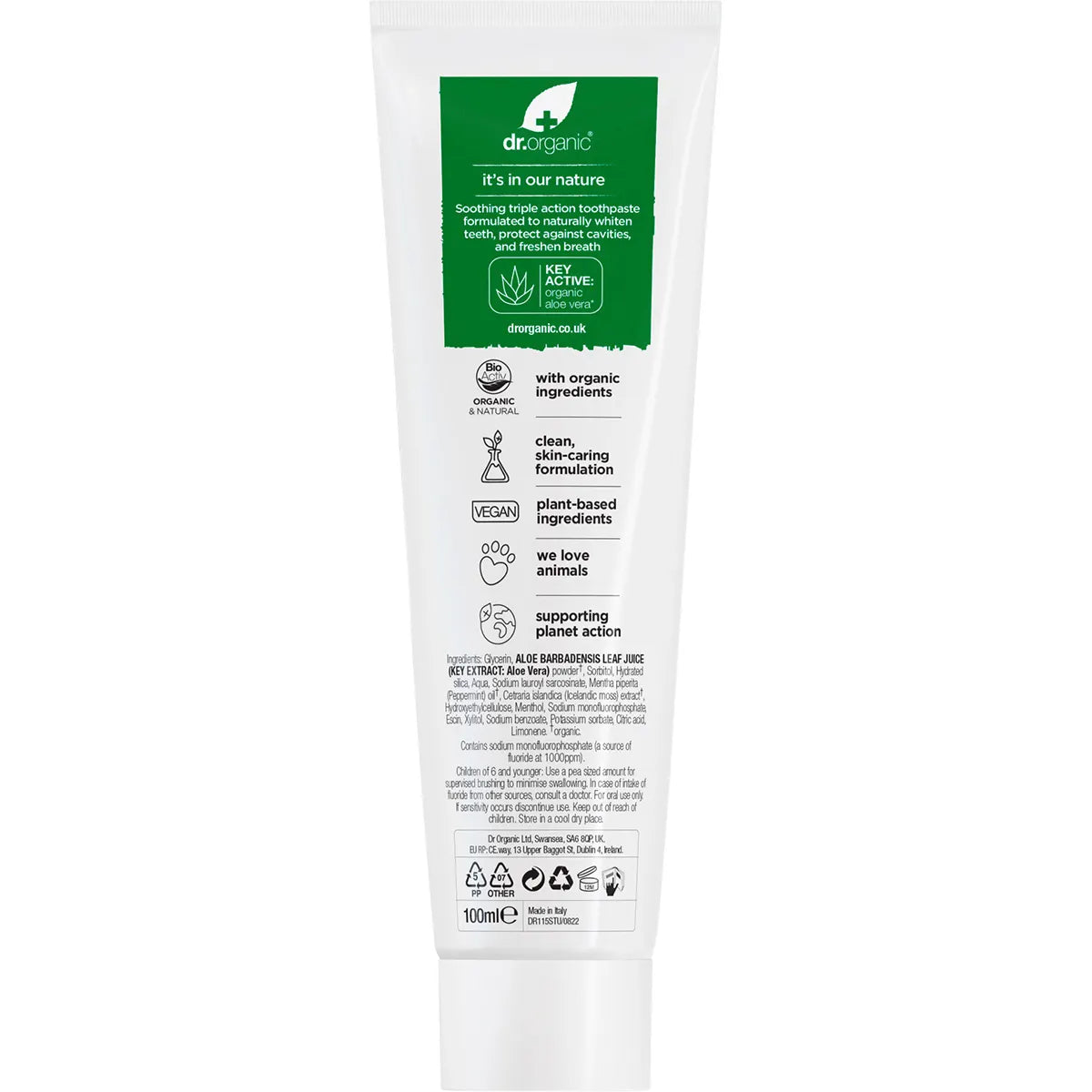 Dr Organic Toothpaste Whitening Organic Aloe Vera 100ml Payless 4 Organics