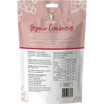 Back of 125g Dr Superfoods organic dried cranberries bag showing nutritional information and ingredients list.
