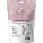 Back of a 250g bag of Dr Superfoods organic dried goji berries showing nutritional information and product details.