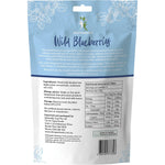 125g bag of Dr Superfoods Dried Wild Blueberries showing the back of the packaging with nutritional information.