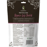 300g tub of Dr Superfoods organic dark chocolate goji berries on a white background.