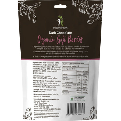 Dr Superfoods Goji Berries Organic Dark Chocolate 300g Payless 4 Organics