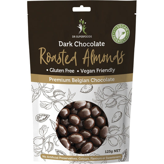 Dr Superfoods Roasted Almonds Dark Chocolate 125g Payless 4 Organics
