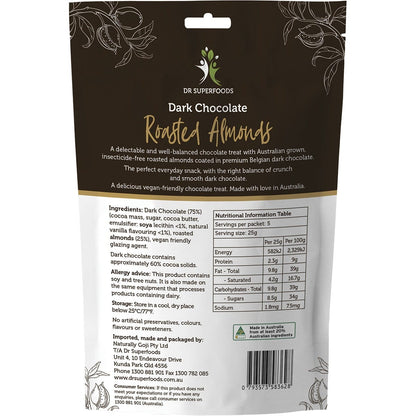 Dr Superfoods Roasted Almonds Dark Chocolate 125g Payless 4 Organics