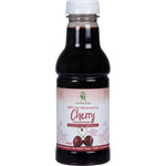 473ml bottle of Dr Superfoods Tart Cherry Concentrate with a red label featuring cherries on a white background.