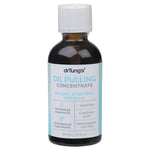 Dr. Tung's Oil Pulling Concentrate 50ml glass bottle with an orange label and dropper on a white background.