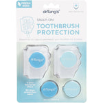 Dr. Tung's toothbrush protectors and refill discs in retail packaging on a white background.