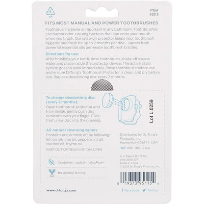 Dr Tung's Toothbrush Protection with 2 Refills (Colour May Vary) 2 Pack Payless 4 Organics