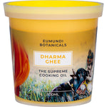 500ml glass jar of Eumundi Botanicals Dharma Ghee with a golden label and black lid on a white background.