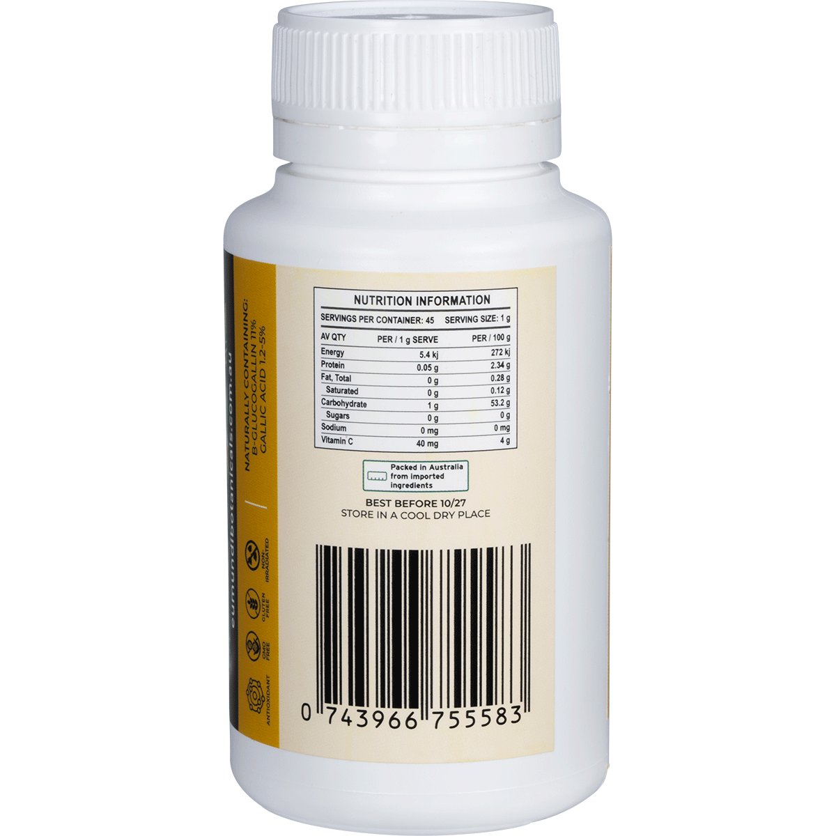 Eumundi Botanicals Amalaki Natural Vitamin C Capsules 90 Caps