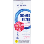 White New Wave Enviro premium shower filter with a glossy finish and a black aromatherapy ring on a white background.