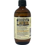 Back view of Every Bit Organic Castor Oil 200ml bottle showing label details and barcode.