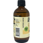 Left side of Every Bit Organic Castor Oil 200ml bottle showing benefits and usage directions on a white label.