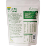 Back of Evolution Botanicals 550g Organic Greens Meal Shake Smooth Pineapple pouch showing nutritional information.