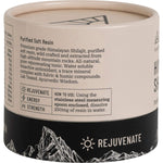Evolution Botanicals Himalayan Shilajit 30g violet glass jar with a graduated stainless steel measuring spoon.