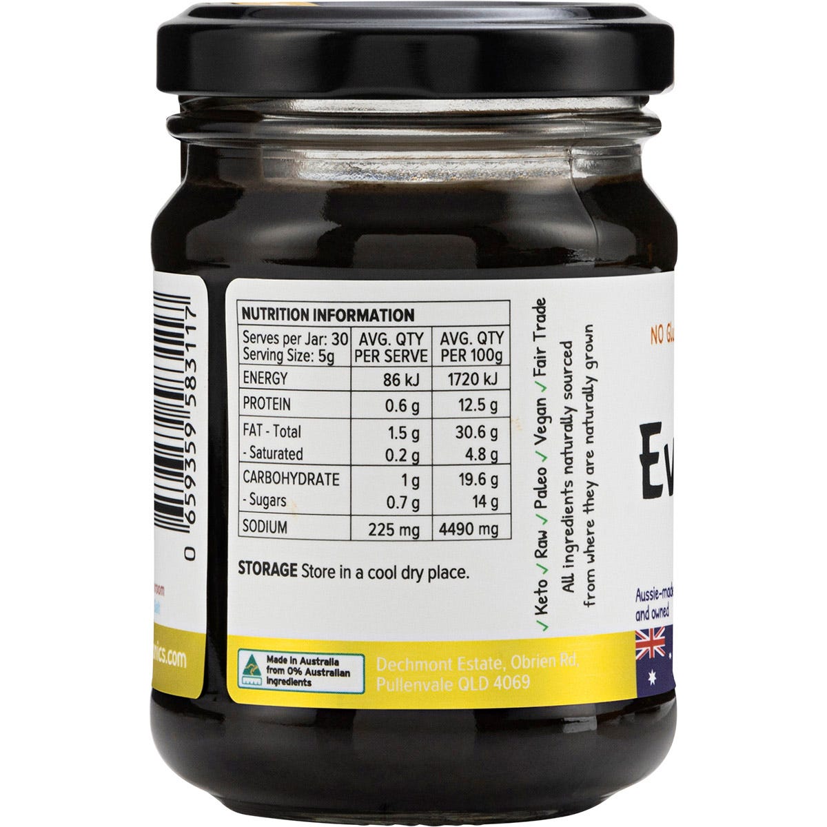 EveryOrganics EveryMite Original 150g jar shown from a left-side angle against a white background.