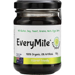 150g jar of EveryOrganics EveryMite FODMAP Friendly spread with a yellow label and organic black sesame seeds.