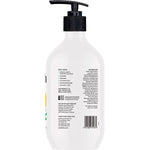 Back view of Earthwise Nourish Body Wash 1L bottle with ingredients, directions, and product information.