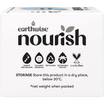 Back of Earthwise Nourish Goat's Milk & Shea Butter soap box with ingredients and 3-pack product information.