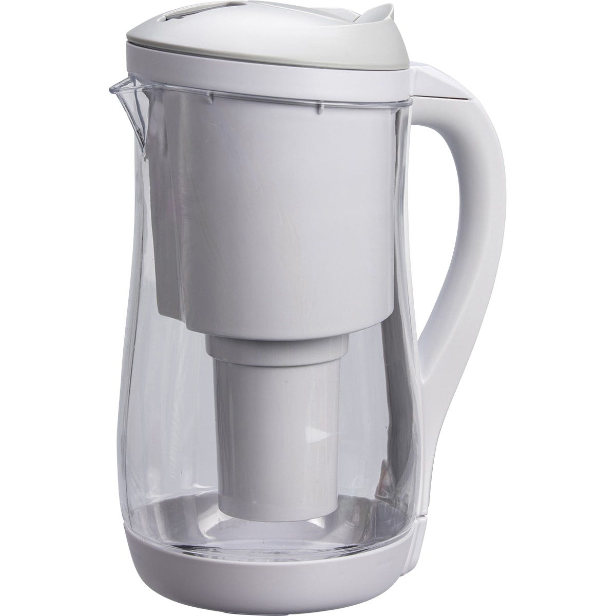 Grey and white 1.5L Ecobud Gentoo water filter jug with an ergonomic handle and a sleek, modern design.
