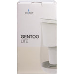 Side view of a white Ecobud Gentoo 1.5L water filter jug with an easy-grip handle on a white background.